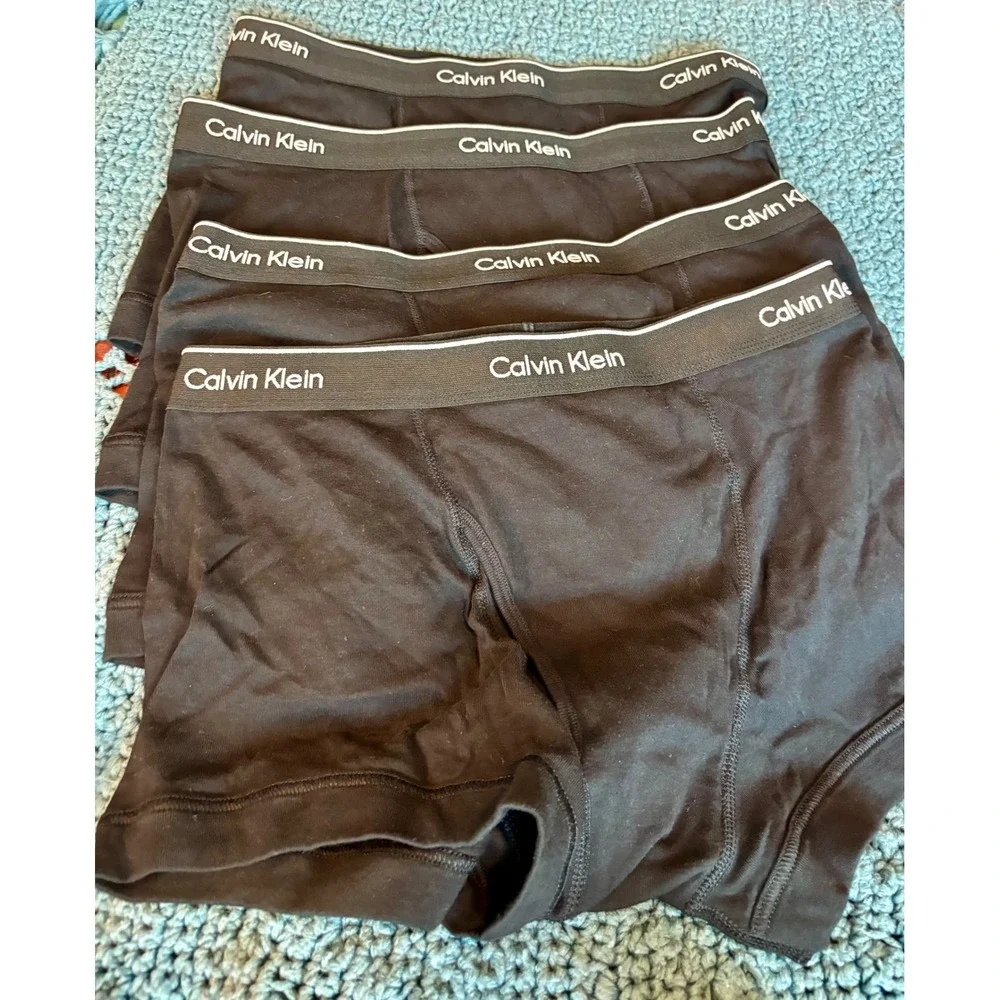 Calvin Klein Mens Cotton Stretch Boxer Briefs 4-Pack Black XL NB1897